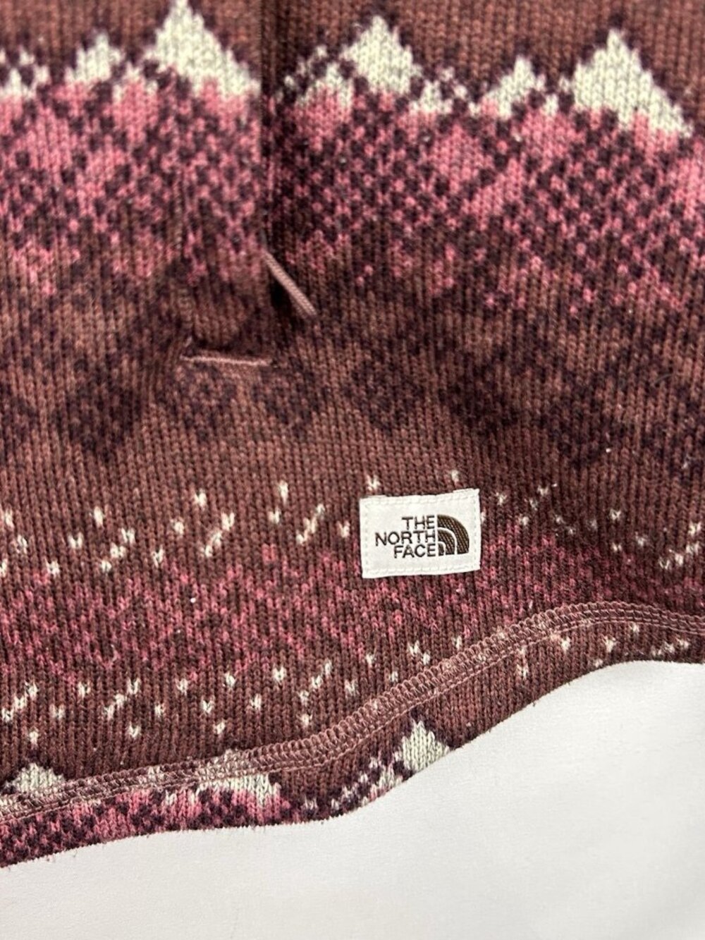 North Face Sweater Women’s M Printed Crescent Fleece Hooded Pullover Fair Isle - Picture 9 of 15